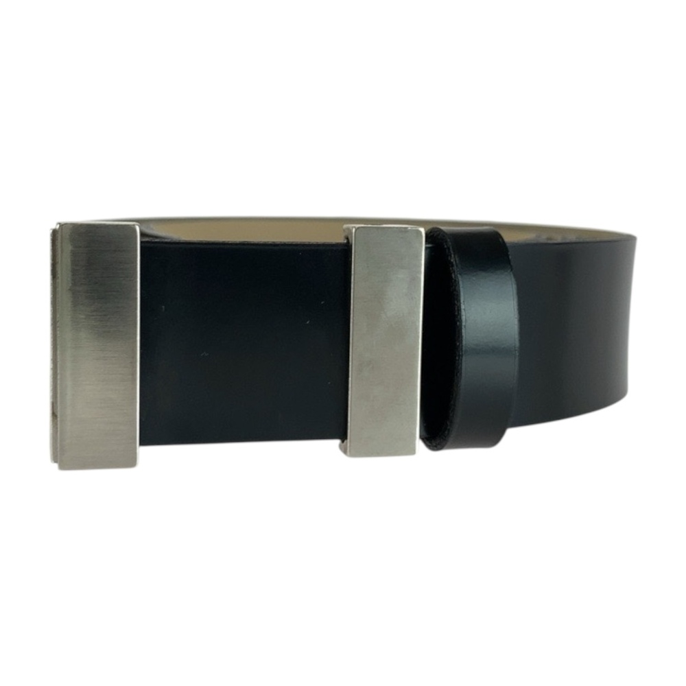 Dunhill 112cm 44inc Black Leather Belt with Silver Hardware and Buckle for Men